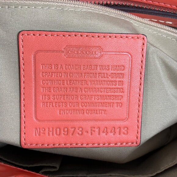 COACH Hampton Orange Patent Embossed Leather Medium Carryall F14413 Shoulder Bag - Picture 14 of 16